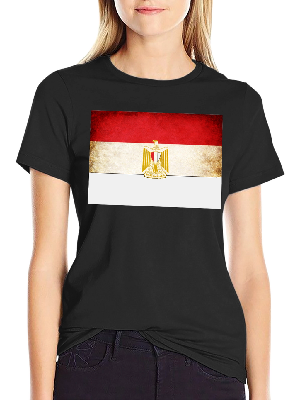 Egypt Flag Graphic Print Black T-Shirt