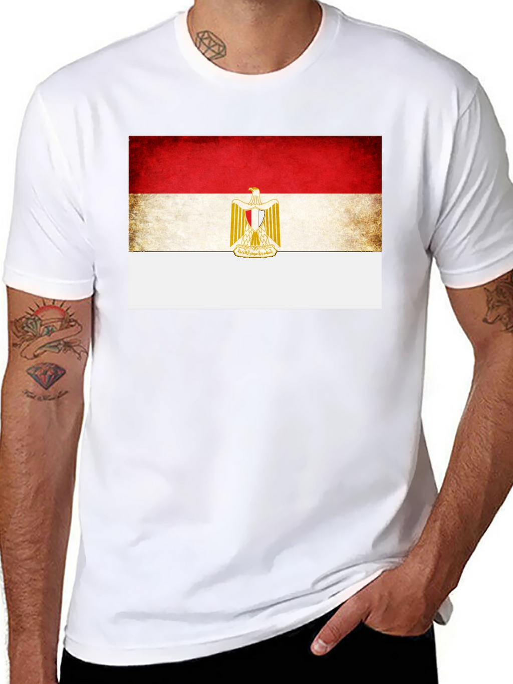 Egypt Flag Graphic Print Black T-Shirt