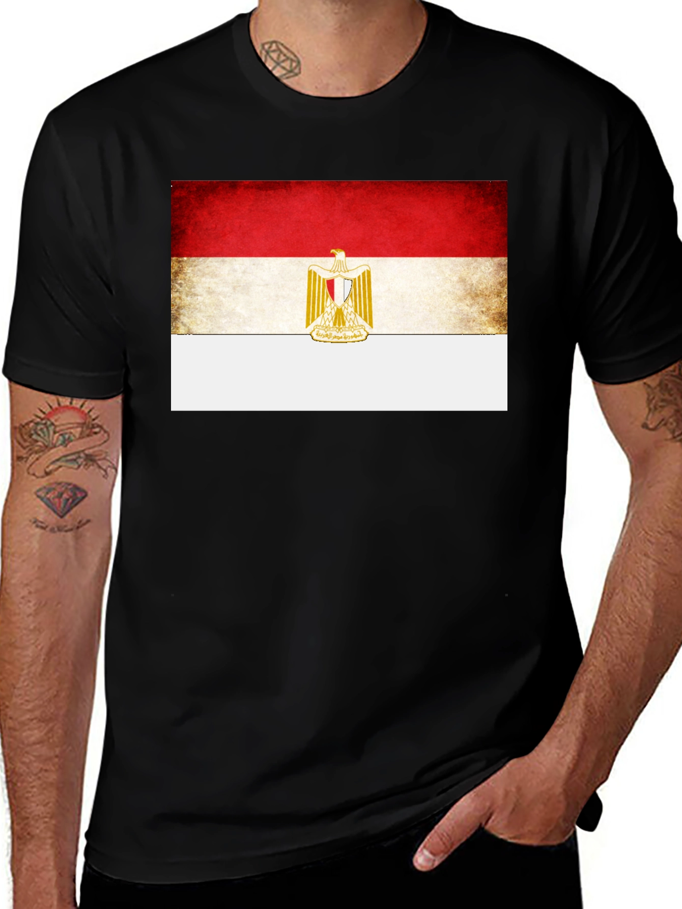 Egypt Flag Graphic Print Black T-Shirt