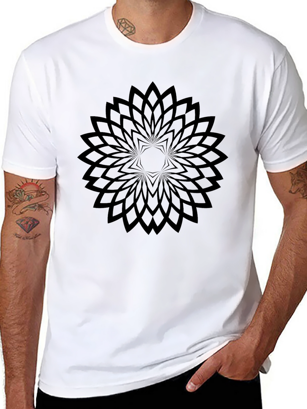 Geometric Flower T-Shirt - Modern Minimalist Design