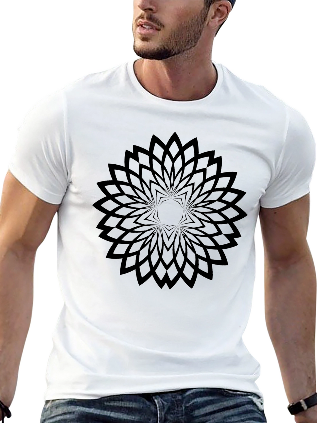 Geometric Flower T-Shirt - Modern Minimalist Design