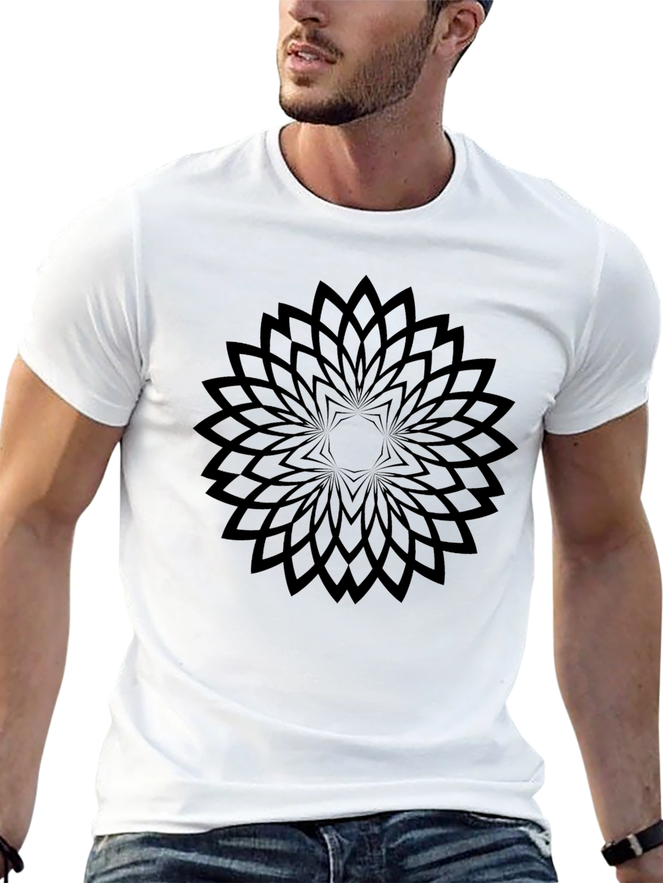 Geometric Flower T-Shirt - Modern Minimalist Design
