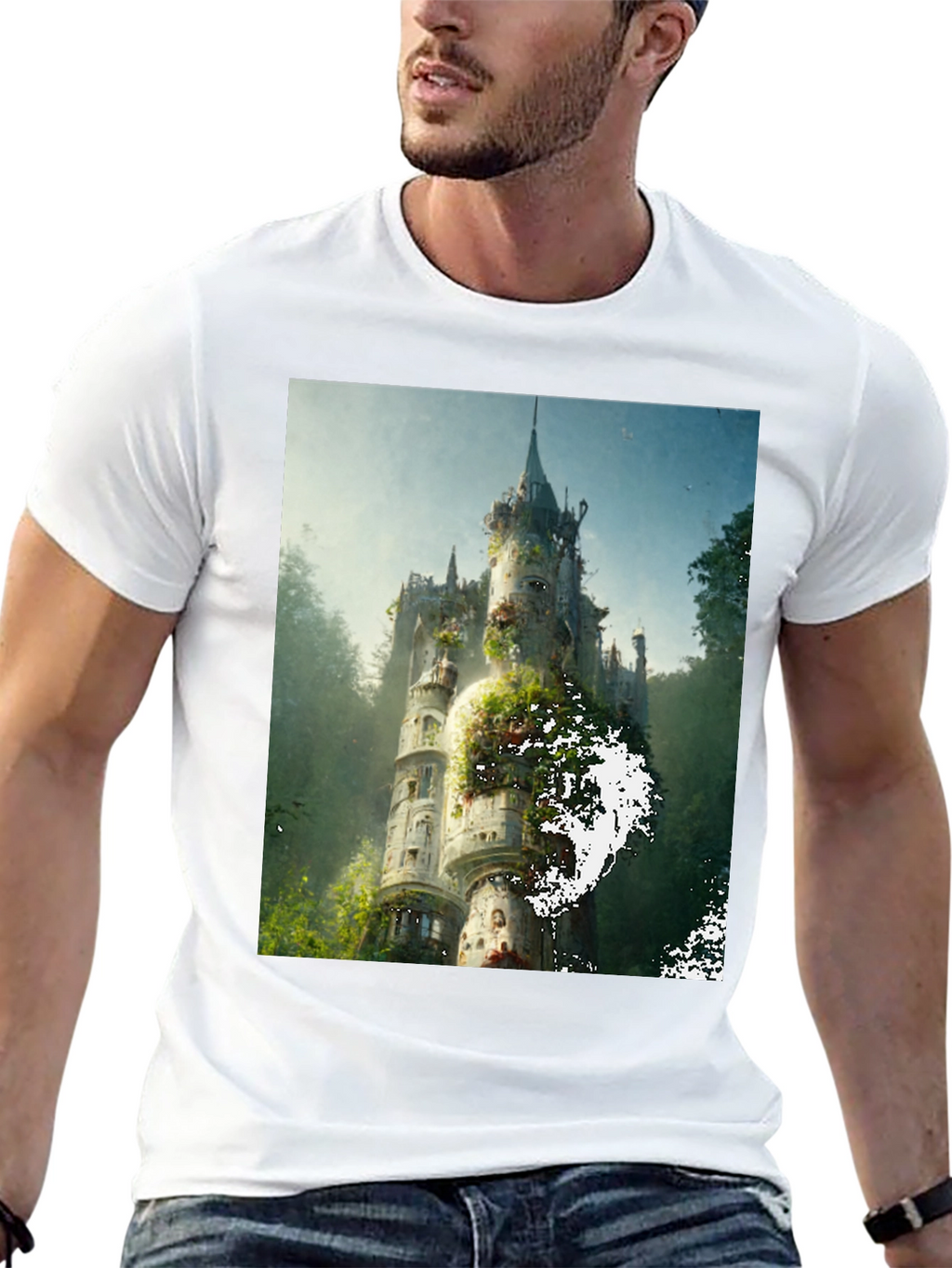 Enchanted Castle Graphic Tee - Black Cotton Comfort