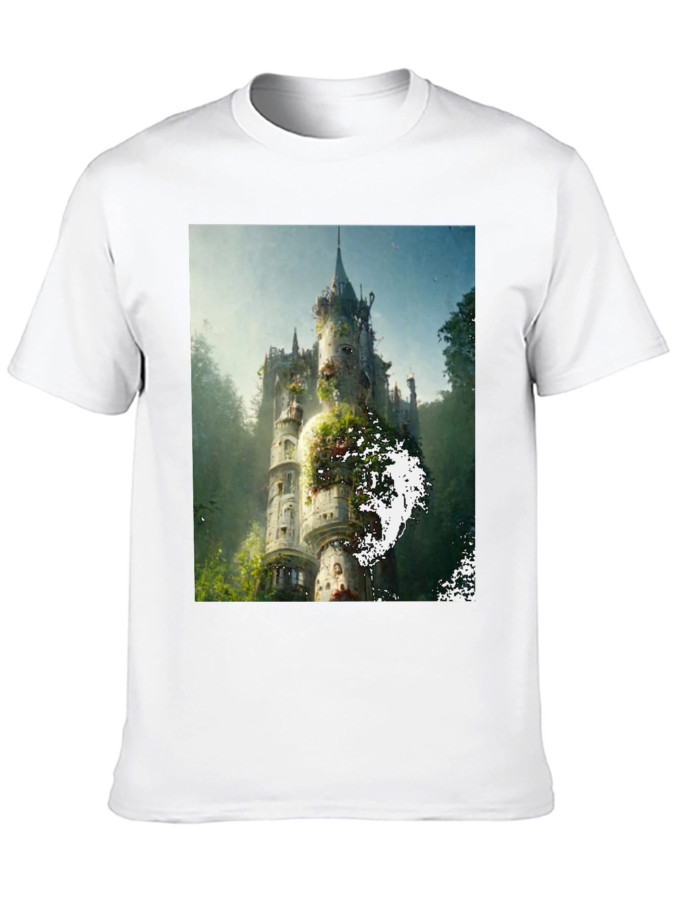Enchanted Castle Graphic Tee - Black Cotton Comfort