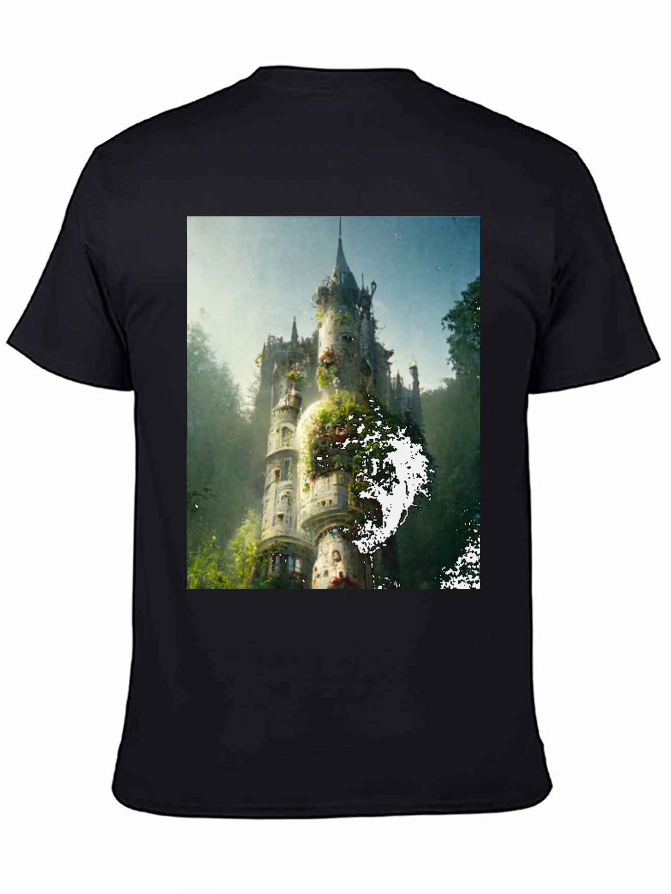 Enchanted Castle Graphic Tee - Black Cotton Comfort