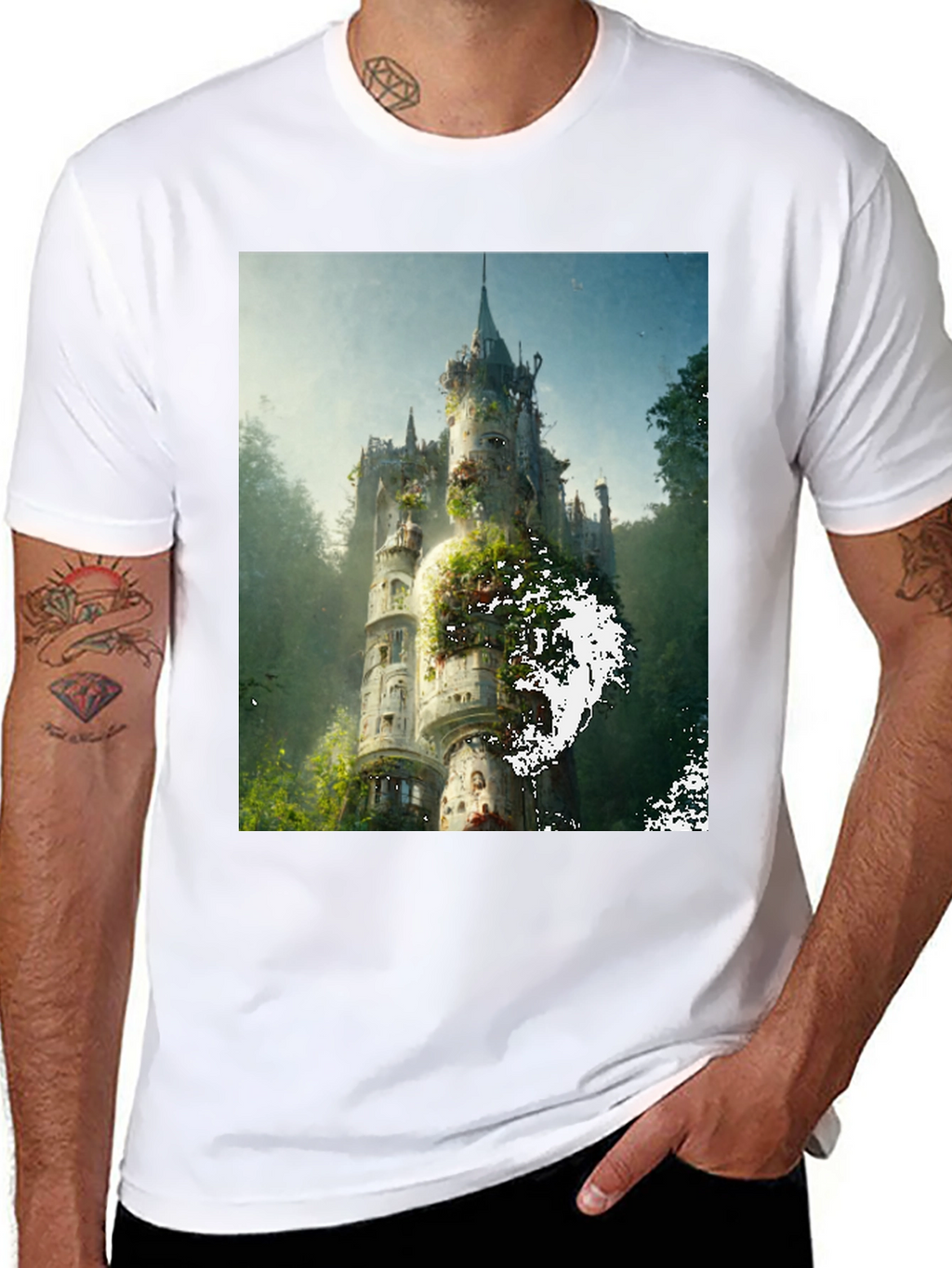Enchanted Castle Graphic Tee - Black Cotton Comfort