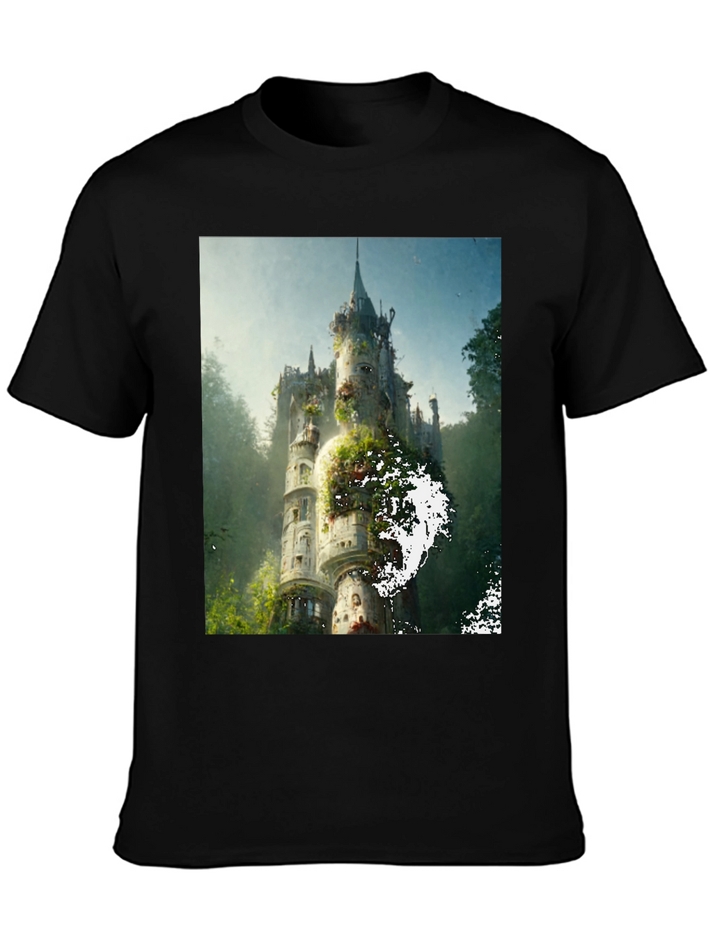Enchanted Castle Graphic Tee - Black Cotton Comfort
