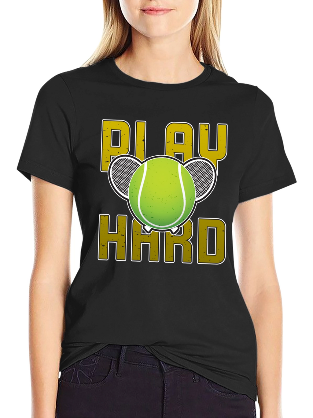 Play Hard Tennis Graphic Tee - Black