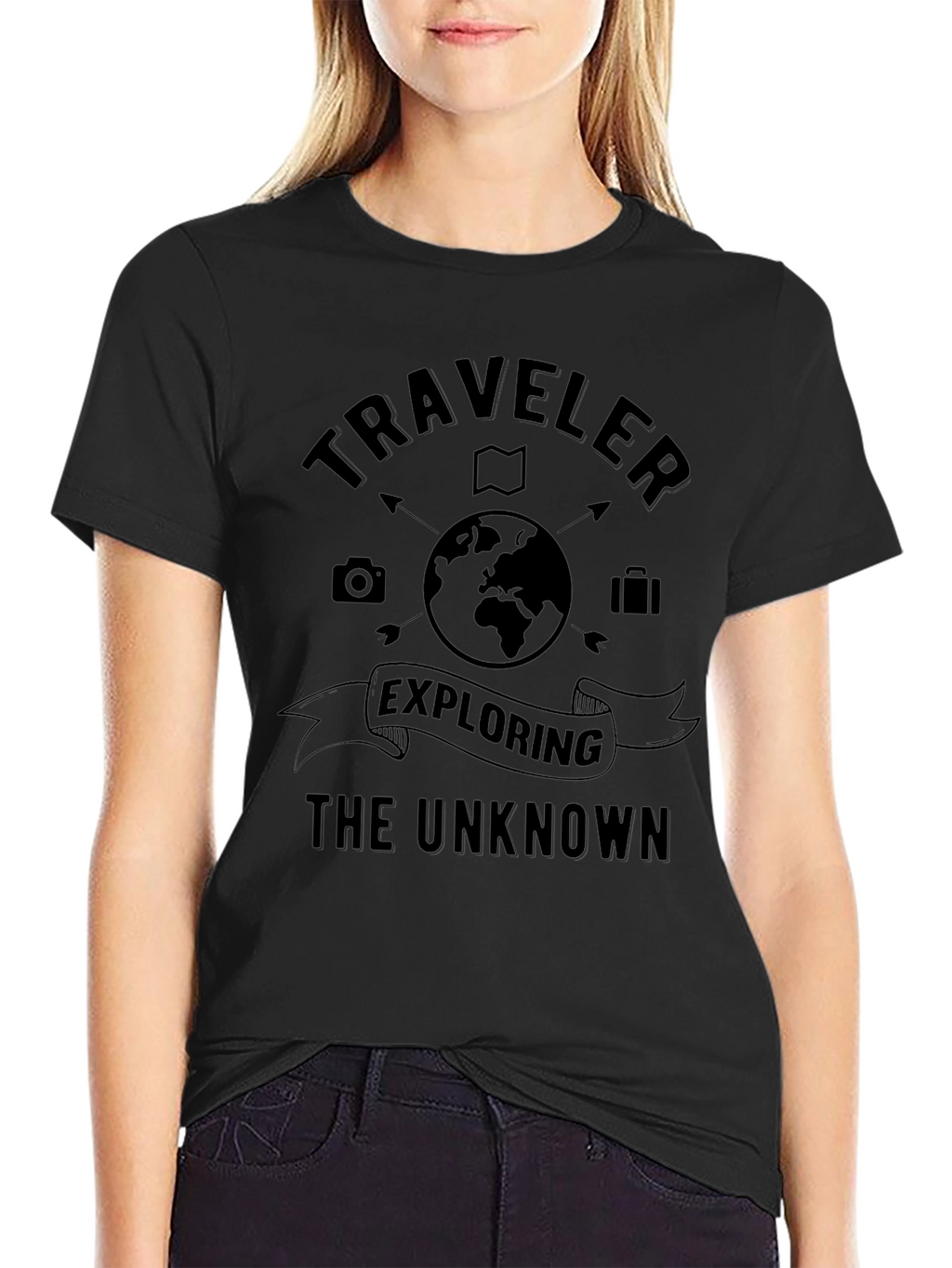 Traveler Exploring the Unknown Black T-Shirt