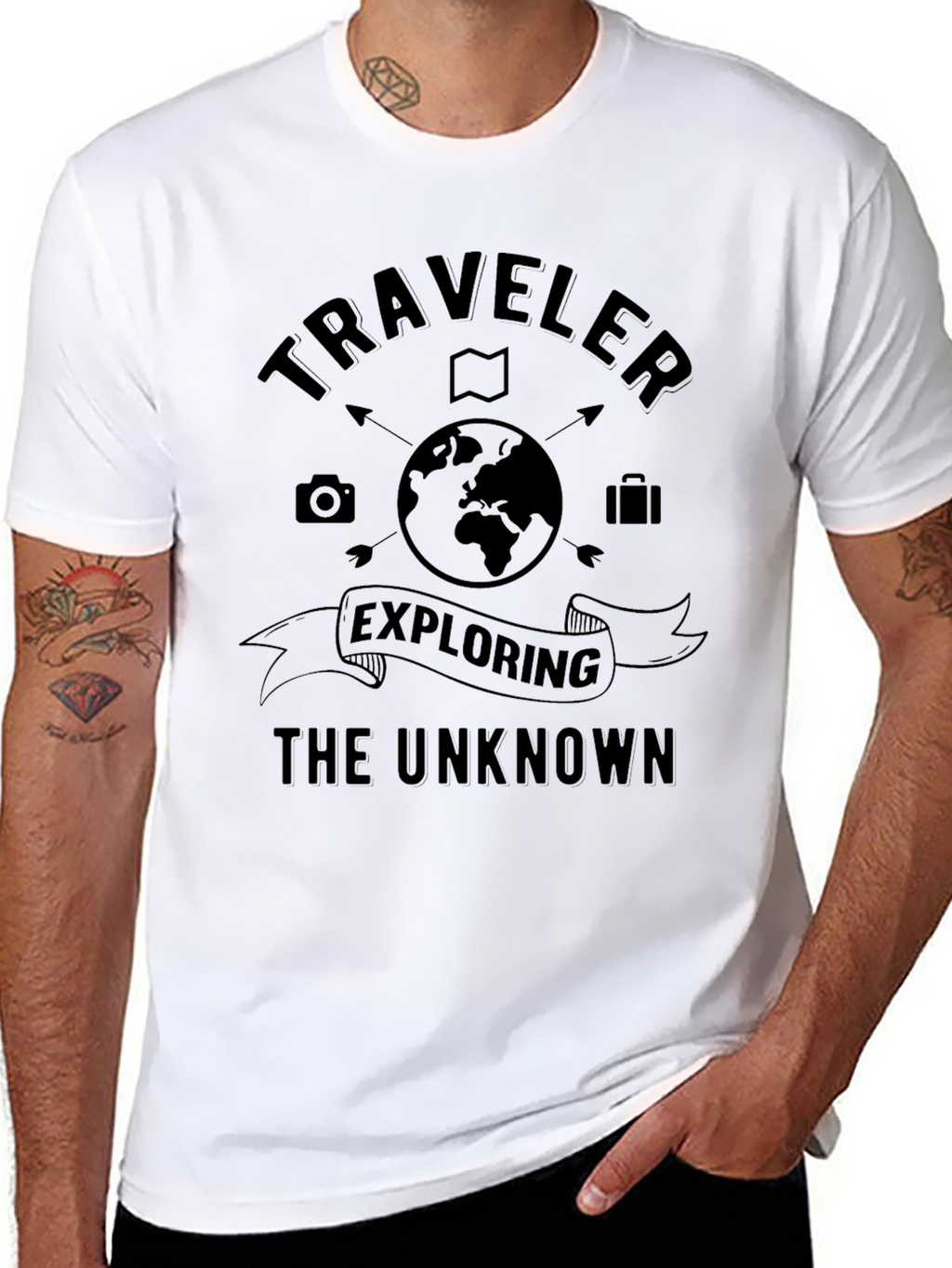 Traveler Exploring the Unknown Black T-Shirt