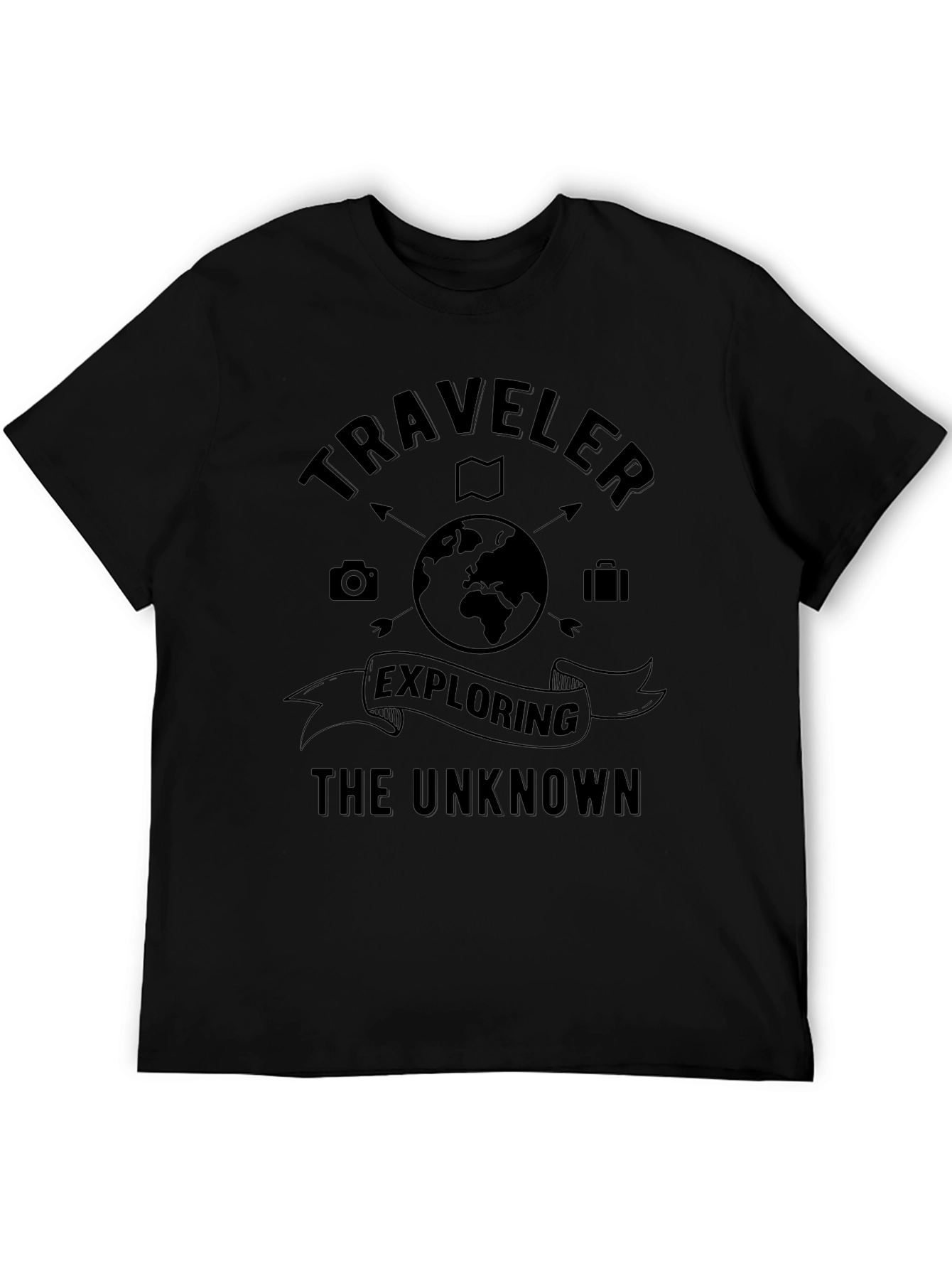 Traveler Exploring the Unknown Black T-Shirt