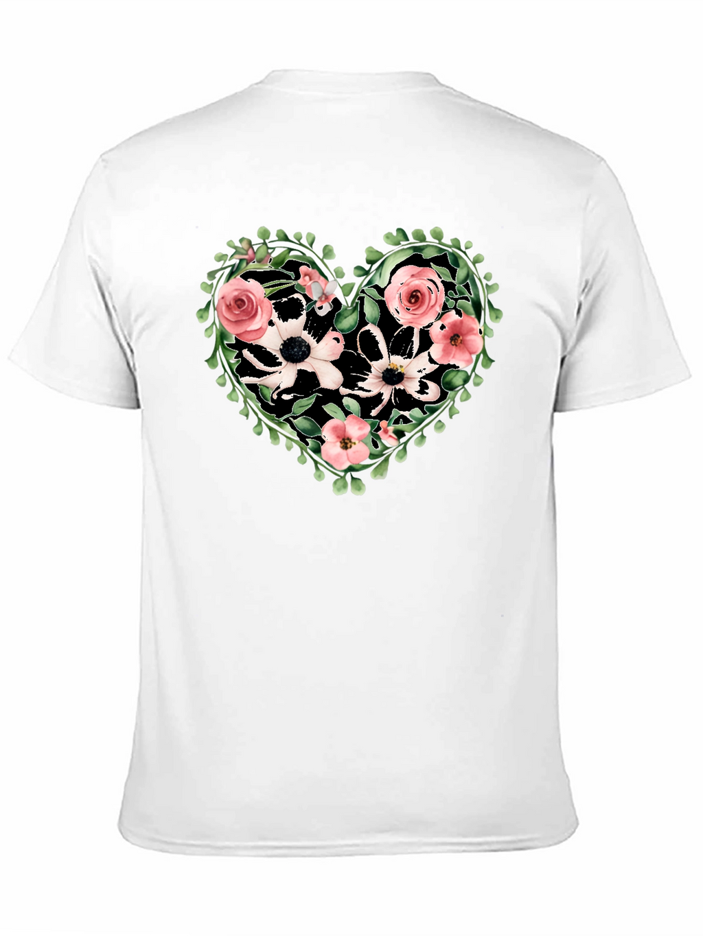 Floral Heart Graphic Tee - Black