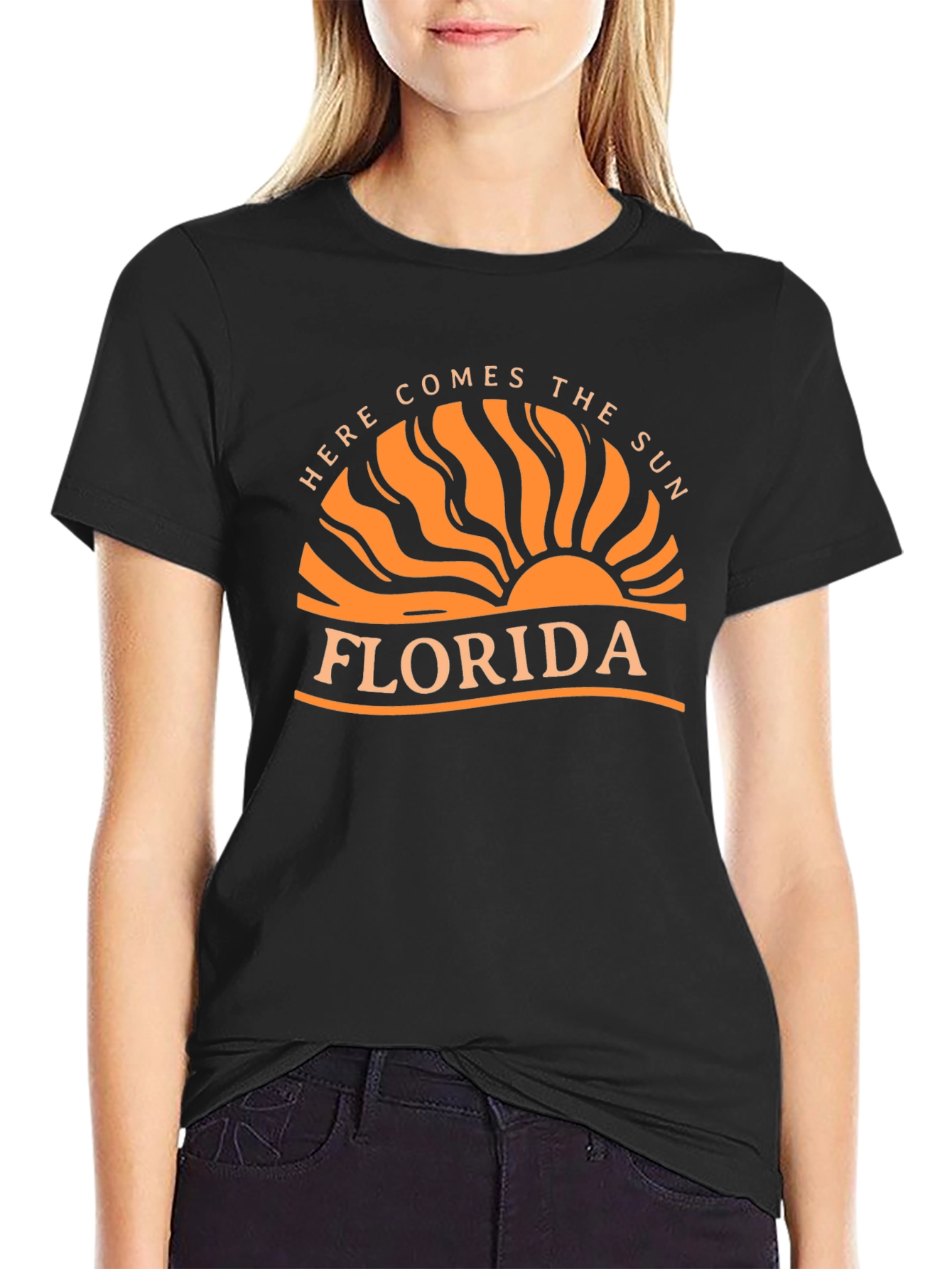 Florida Here Comes the Sun Graphic Tee - Black Cotton Shirt