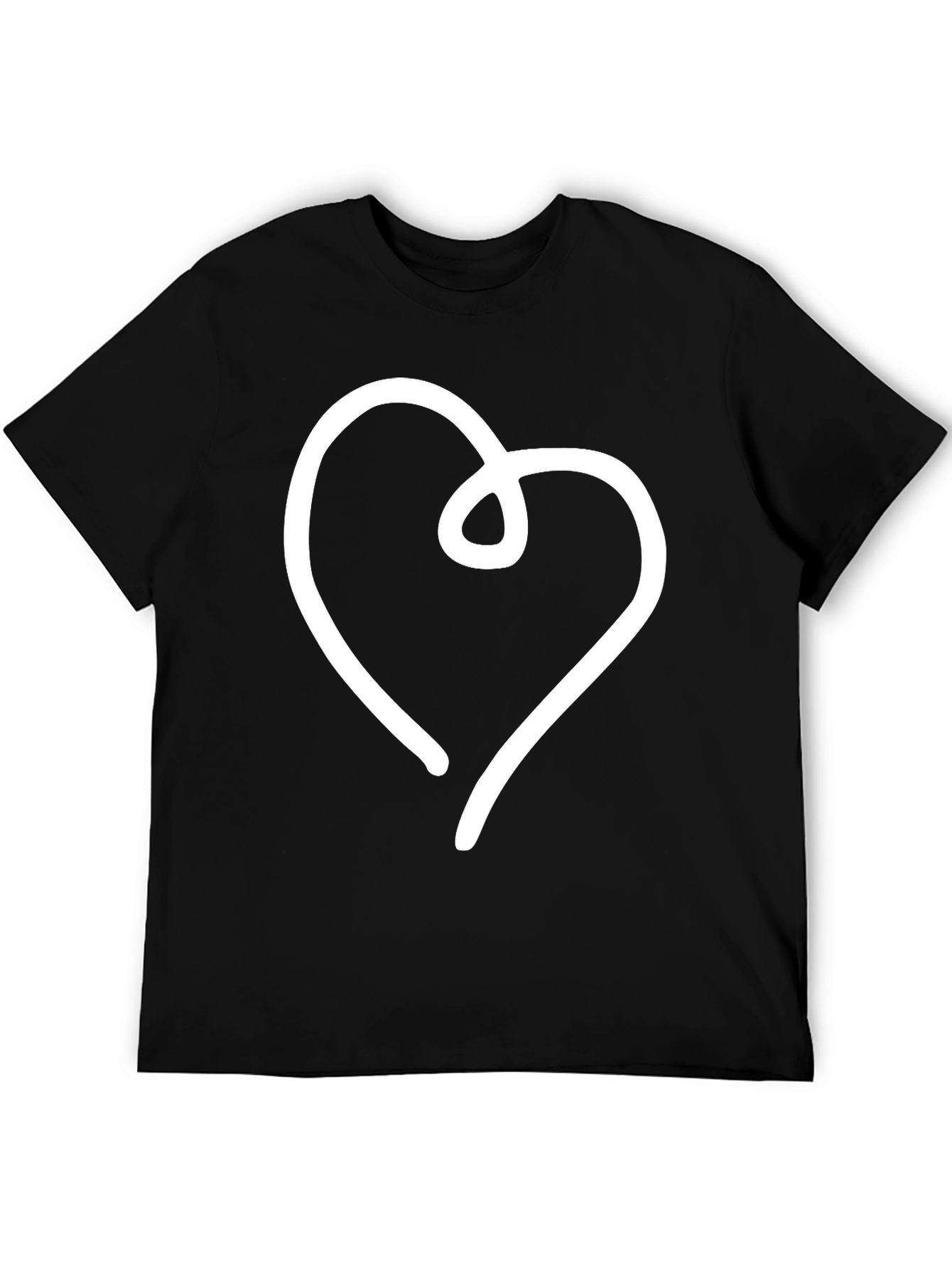 Simple Heart Graphic Black T-Shirt
