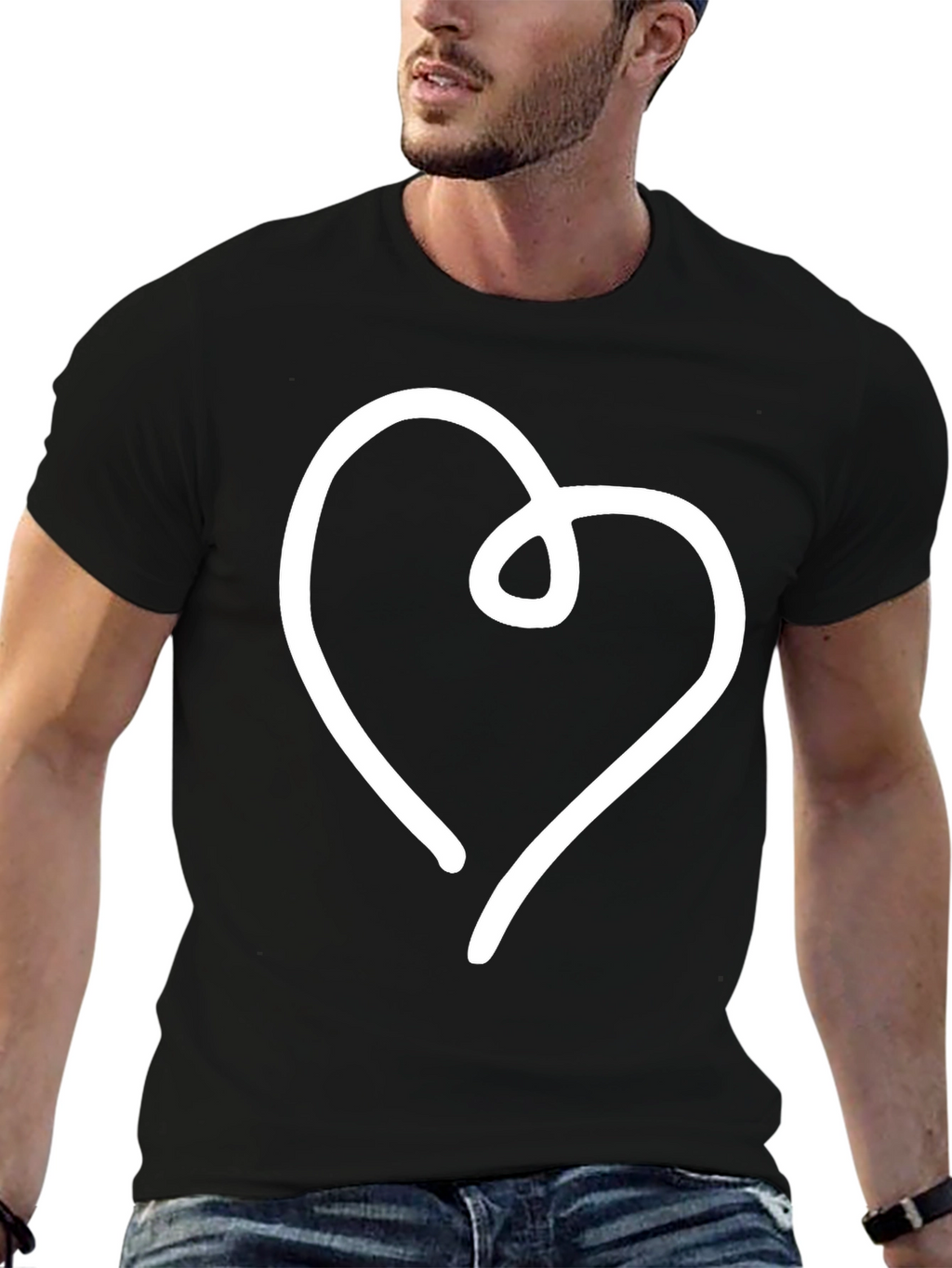Simple Heart Graphic Black T-Shirt