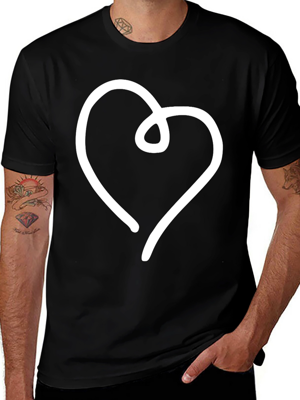 Simple Heart Graphic Black T-Shirt