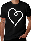 Simple Heart Graphic Black T-Shirt