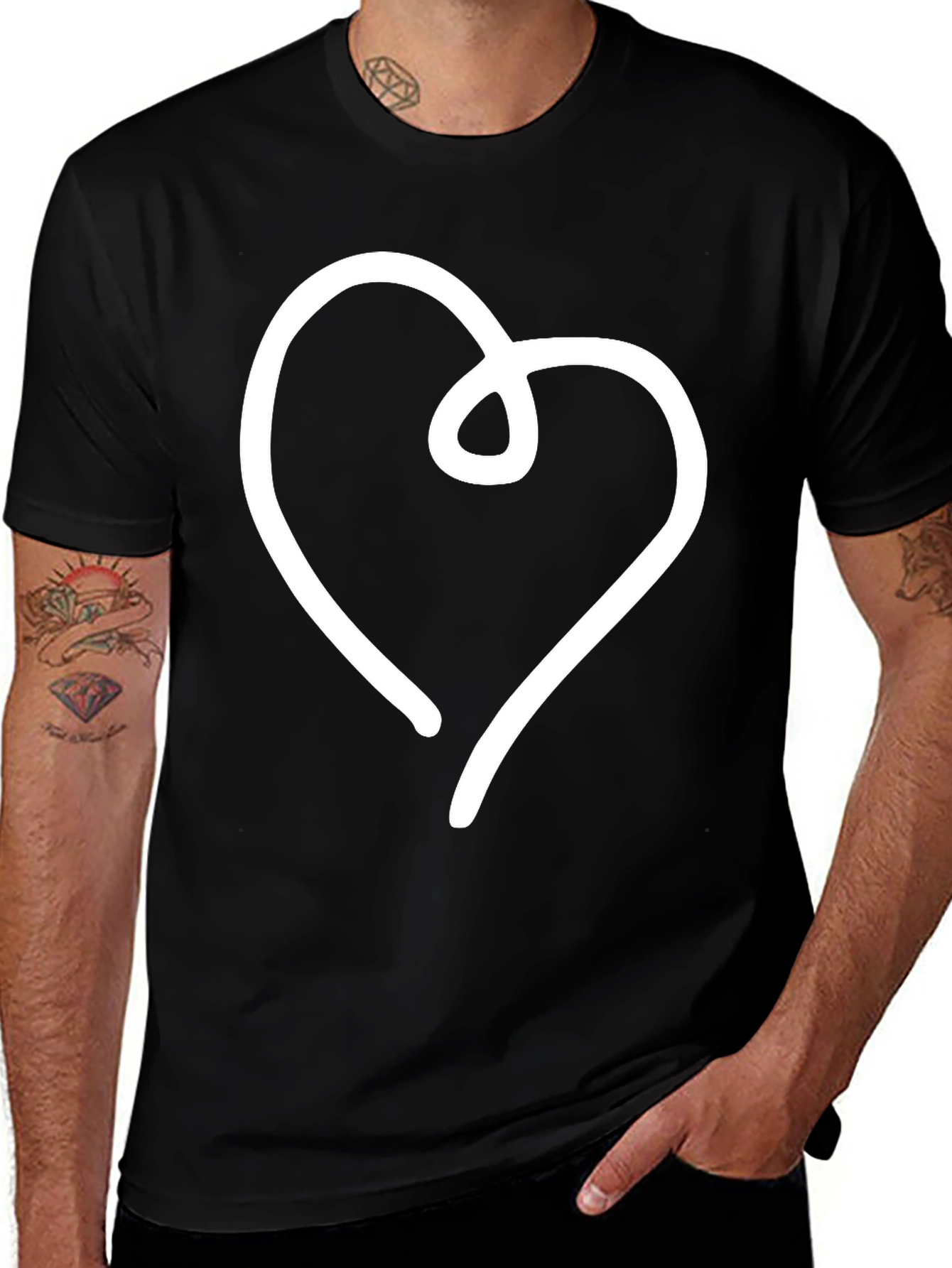 Simple Heart Graphic Black T-Shirt