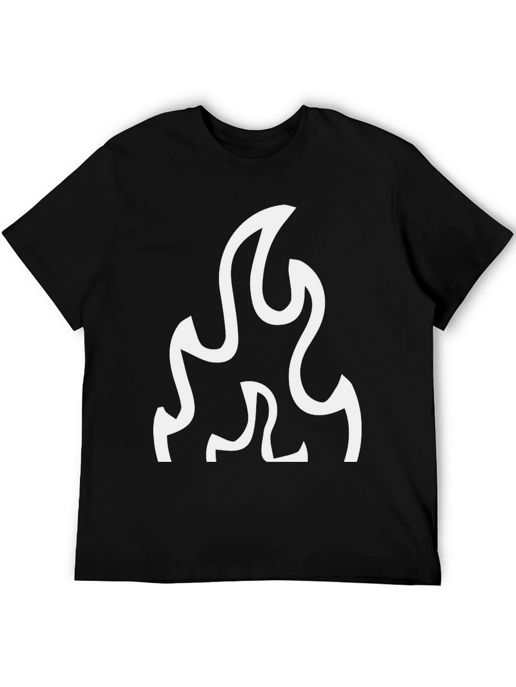 Black T-Shirt with White Flame Graphic