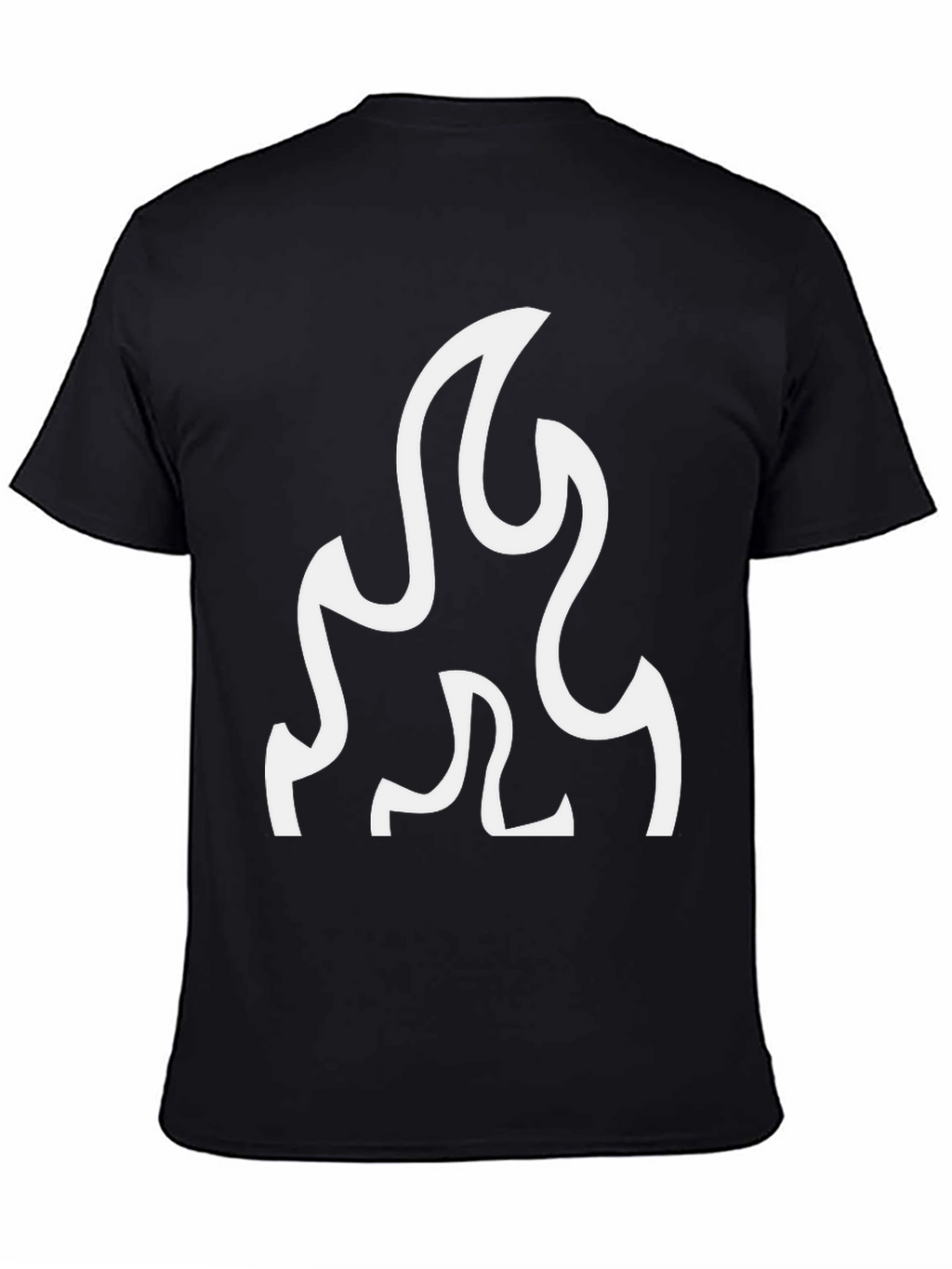 Black T-Shirt with White Flame Graphic