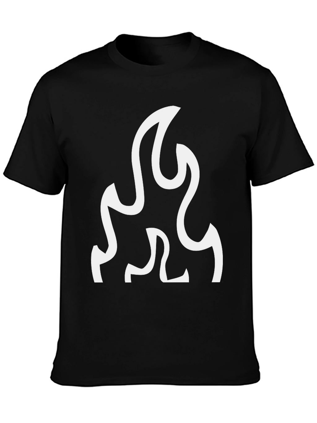 Black T-Shirt with White Flame Graphic