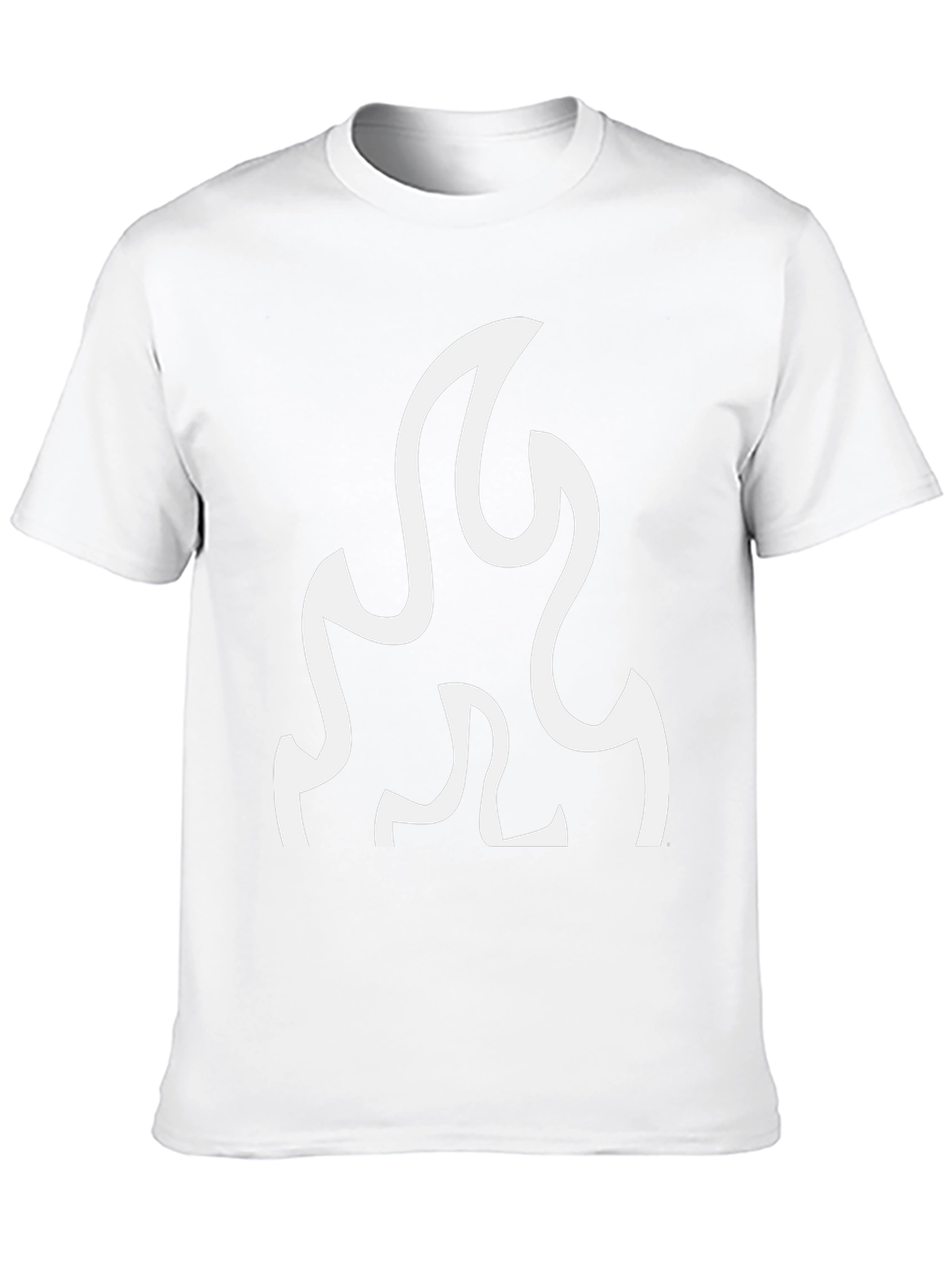 Black T-Shirt with White Flame Graphic