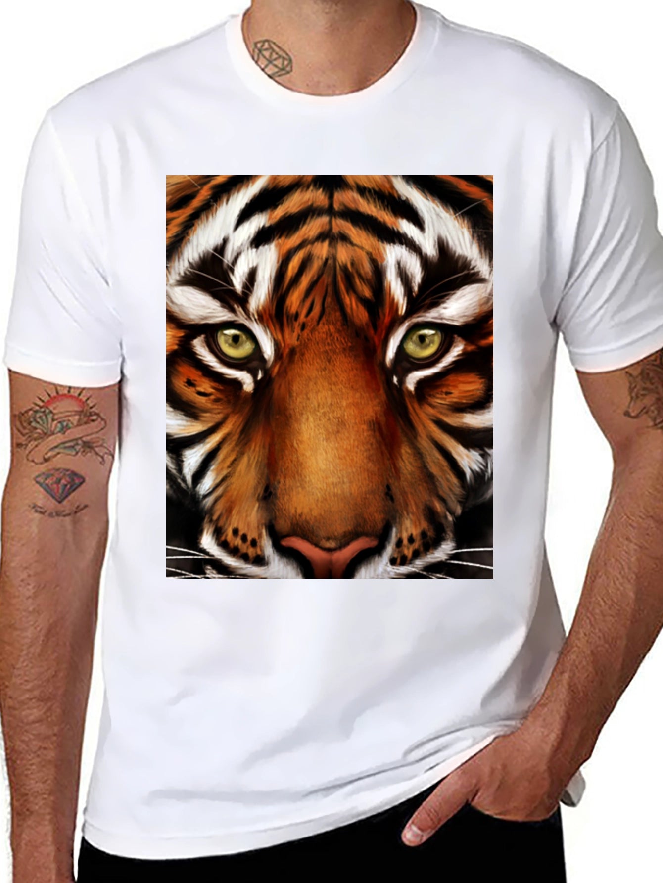 Tiger Face Graphic Black T-Shirt