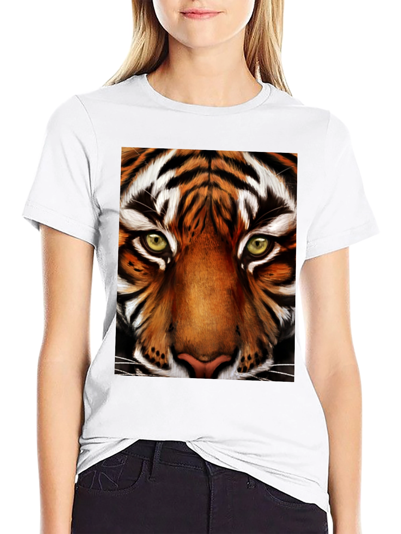 Tiger Face Graphic Black T-Shirt