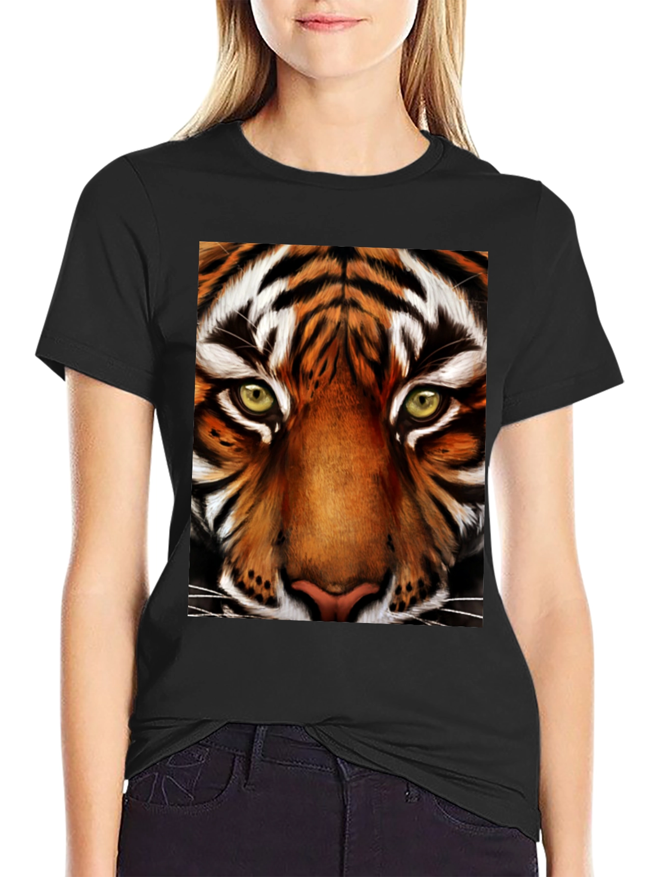 Tiger Face Graphic Black T-Shirt