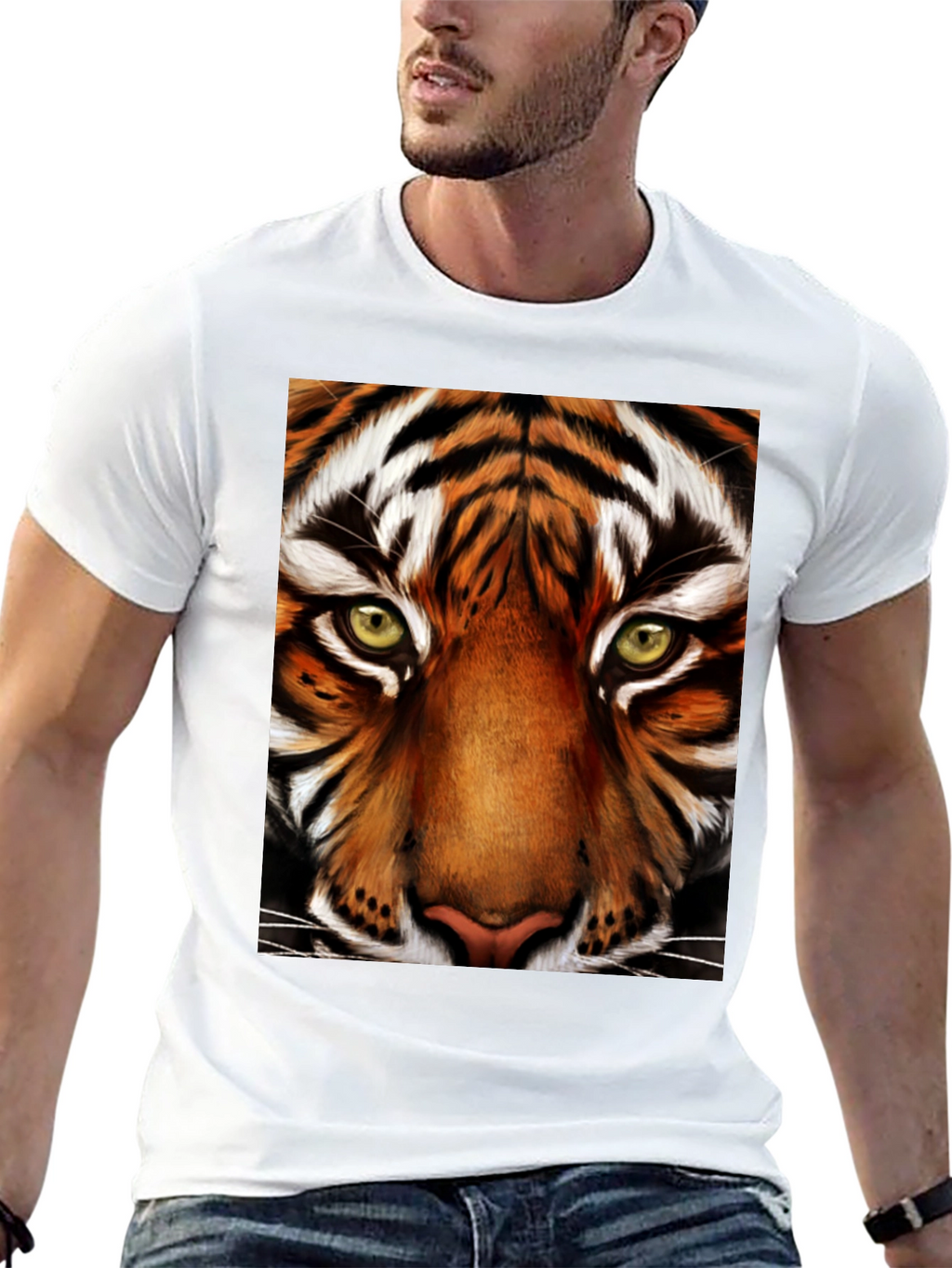 Tiger Face Graphic Black T-Shirt
