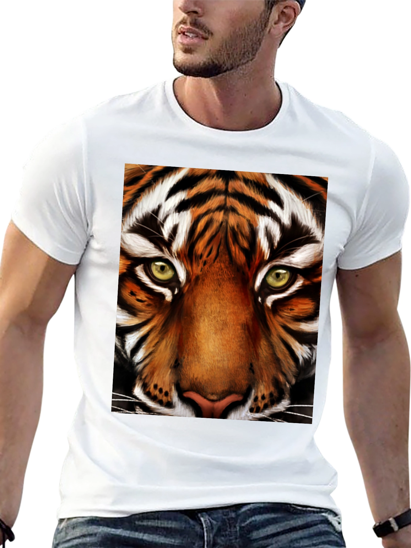 Tiger Face Graphic Black T-Shirt