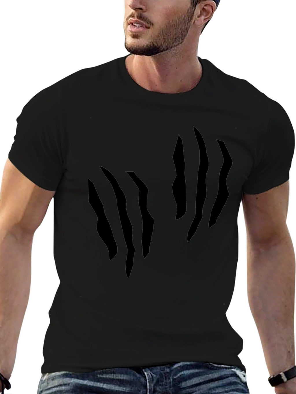Mens Claw Mark Graphic Black T-Shirt