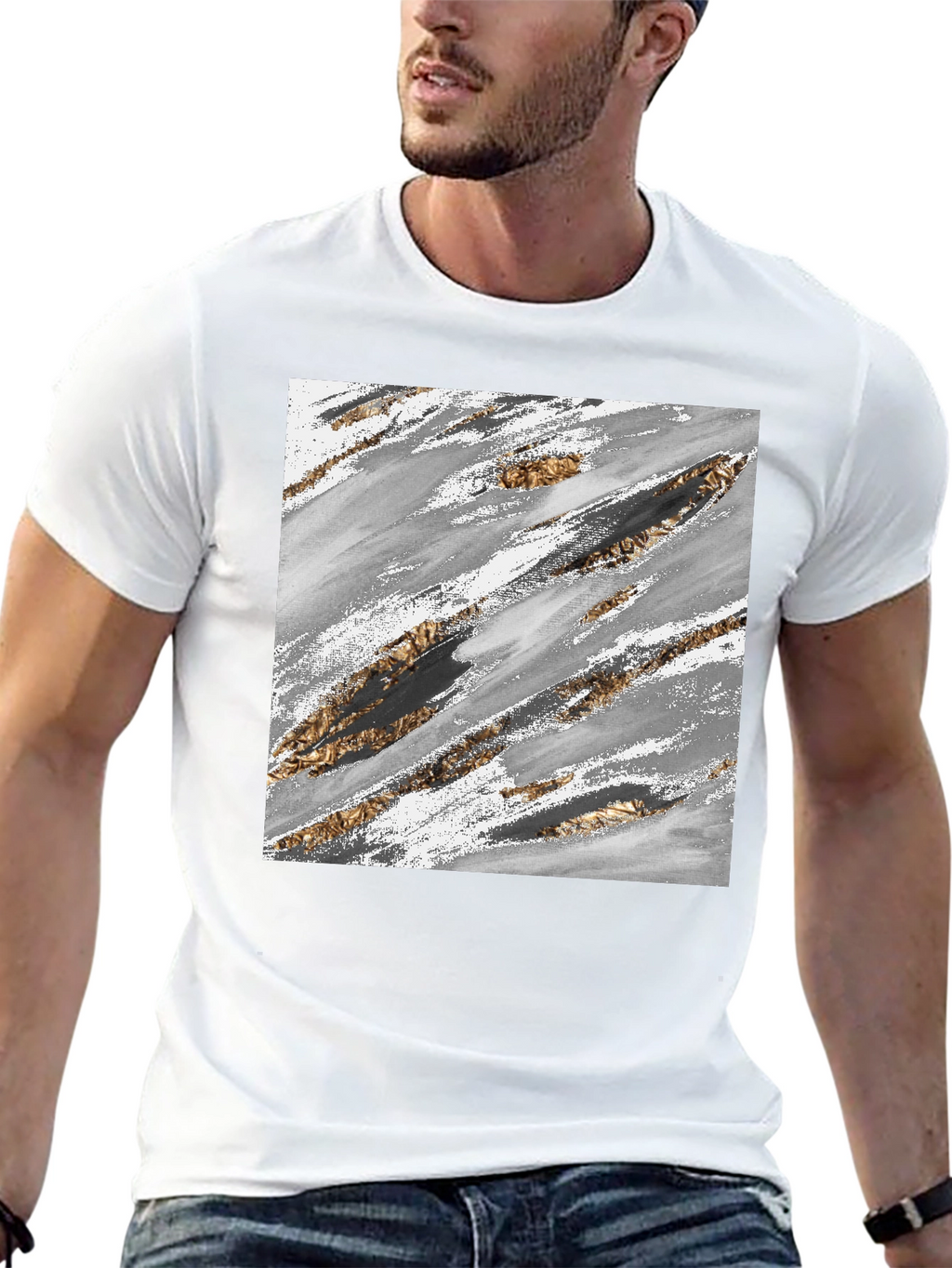 Abstract Brushstroke Graphic Tee - Modern Casual