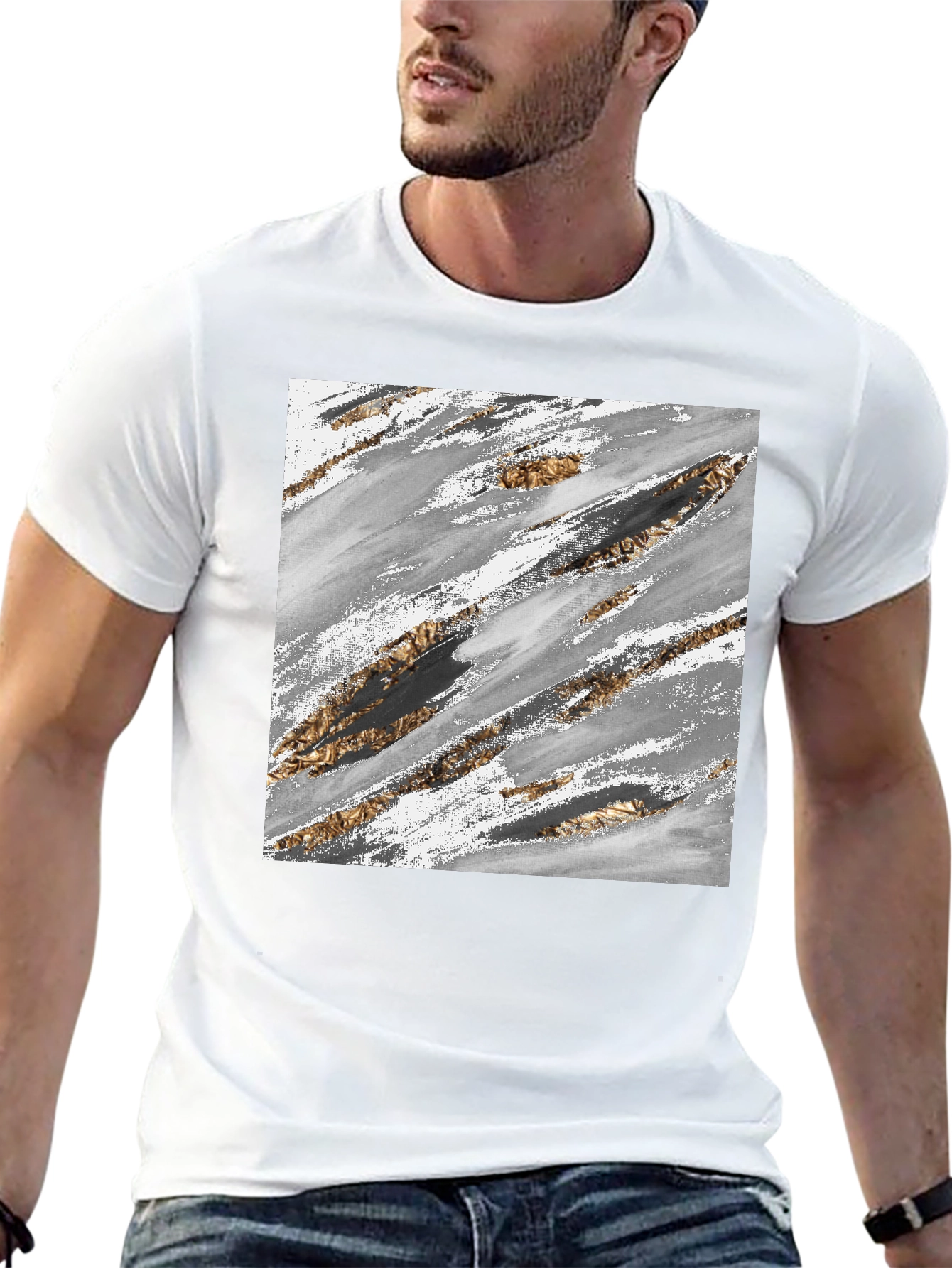 Abstract Brushstroke Graphic Tee - Modern Casual