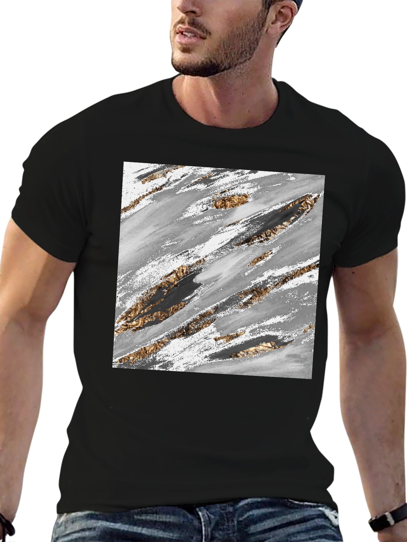 Abstract Brushstroke Graphic Tee - Modern Casual