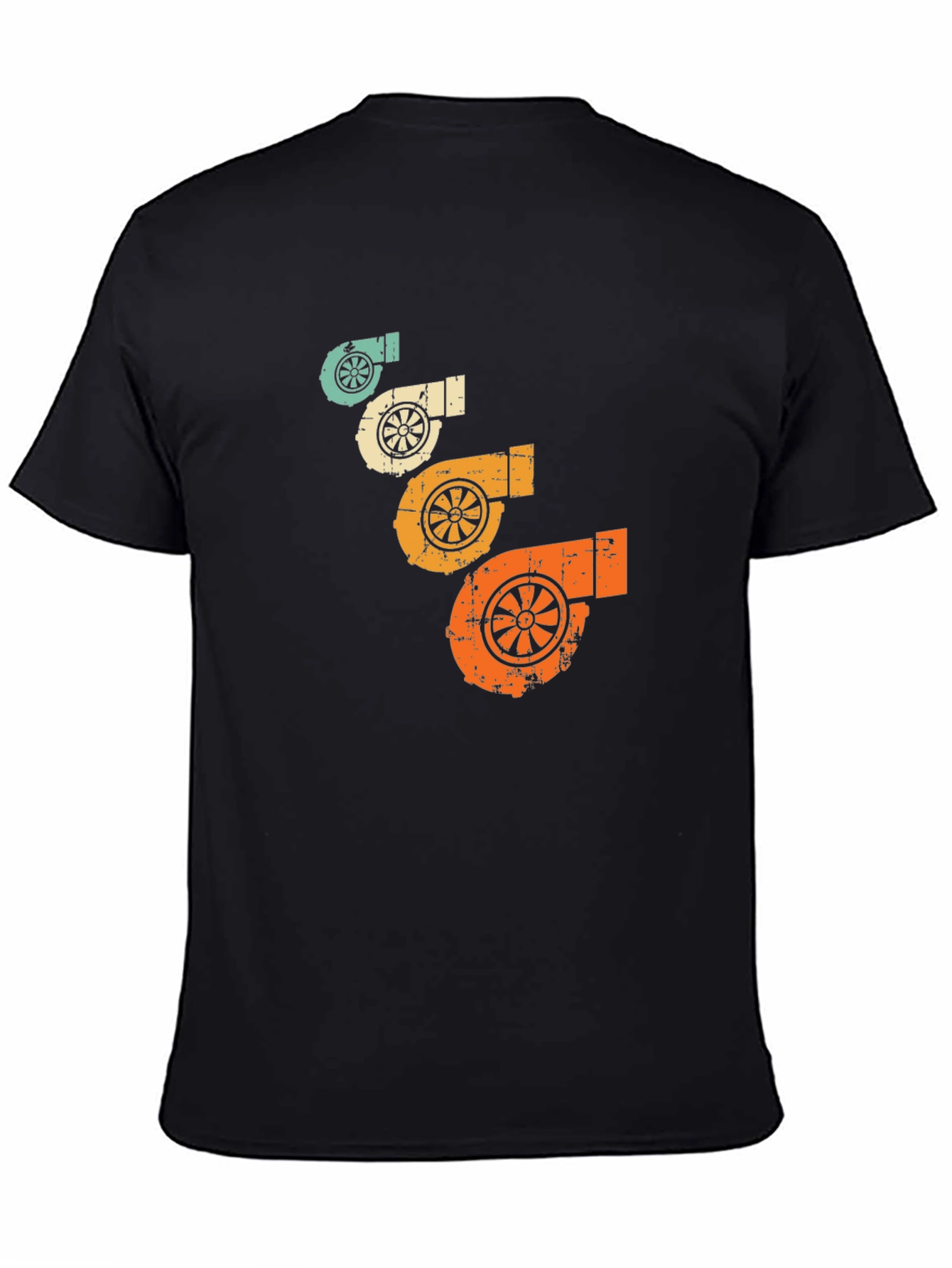 Retro Turbo Graphic Tee - Black Cotton T-Shirt