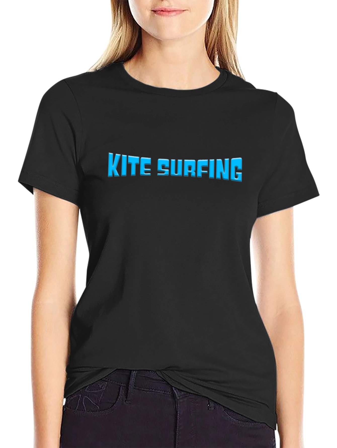 Kite Surfing Graphic Tee - Black Short Sleeve T-Shirt