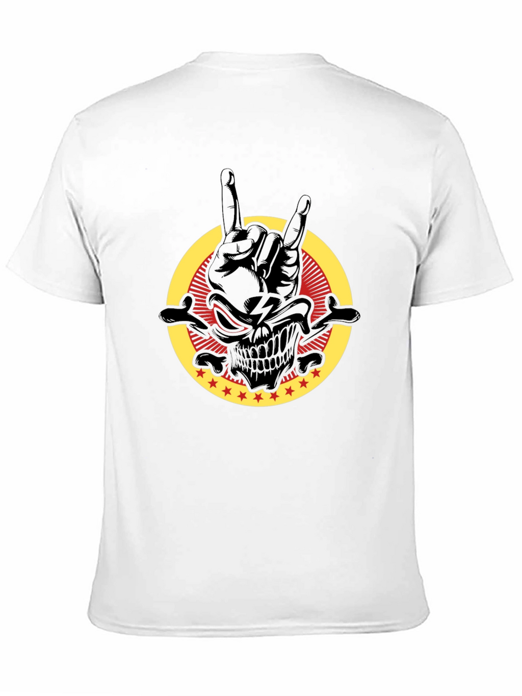 Rock On Skull Graphic Tee - Black Cotton T-Shirt
