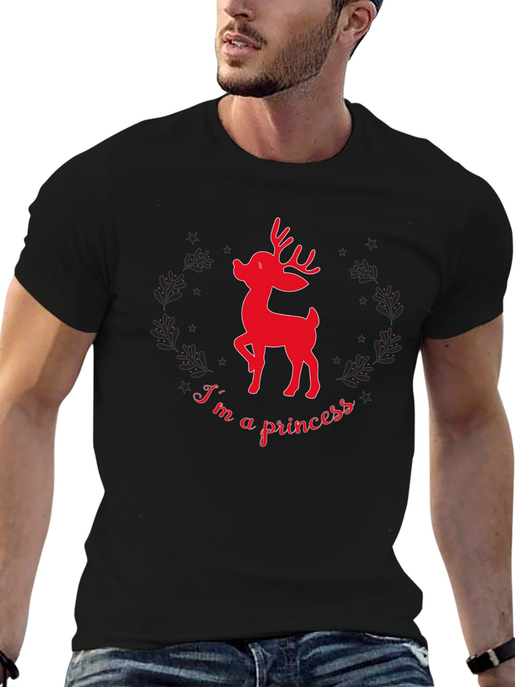 Reindeer Princess Graphic Tee - Black
