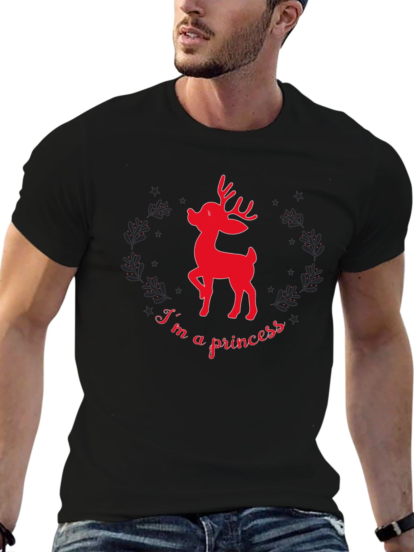 Reindeer Princess Graphic Tee - Black