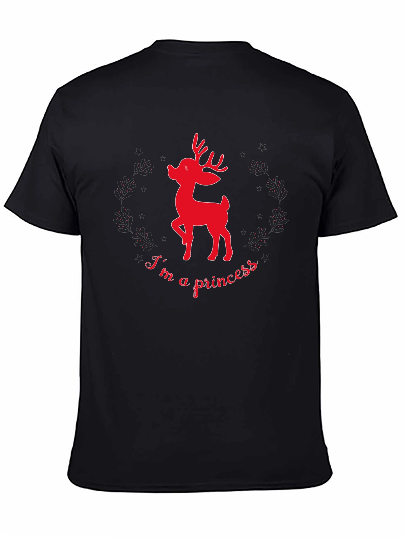 Reindeer Princess Graphic Tee - Black