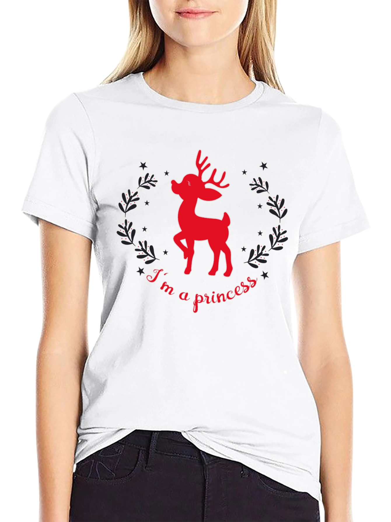 Reindeer Princess Graphic Tee - Black
