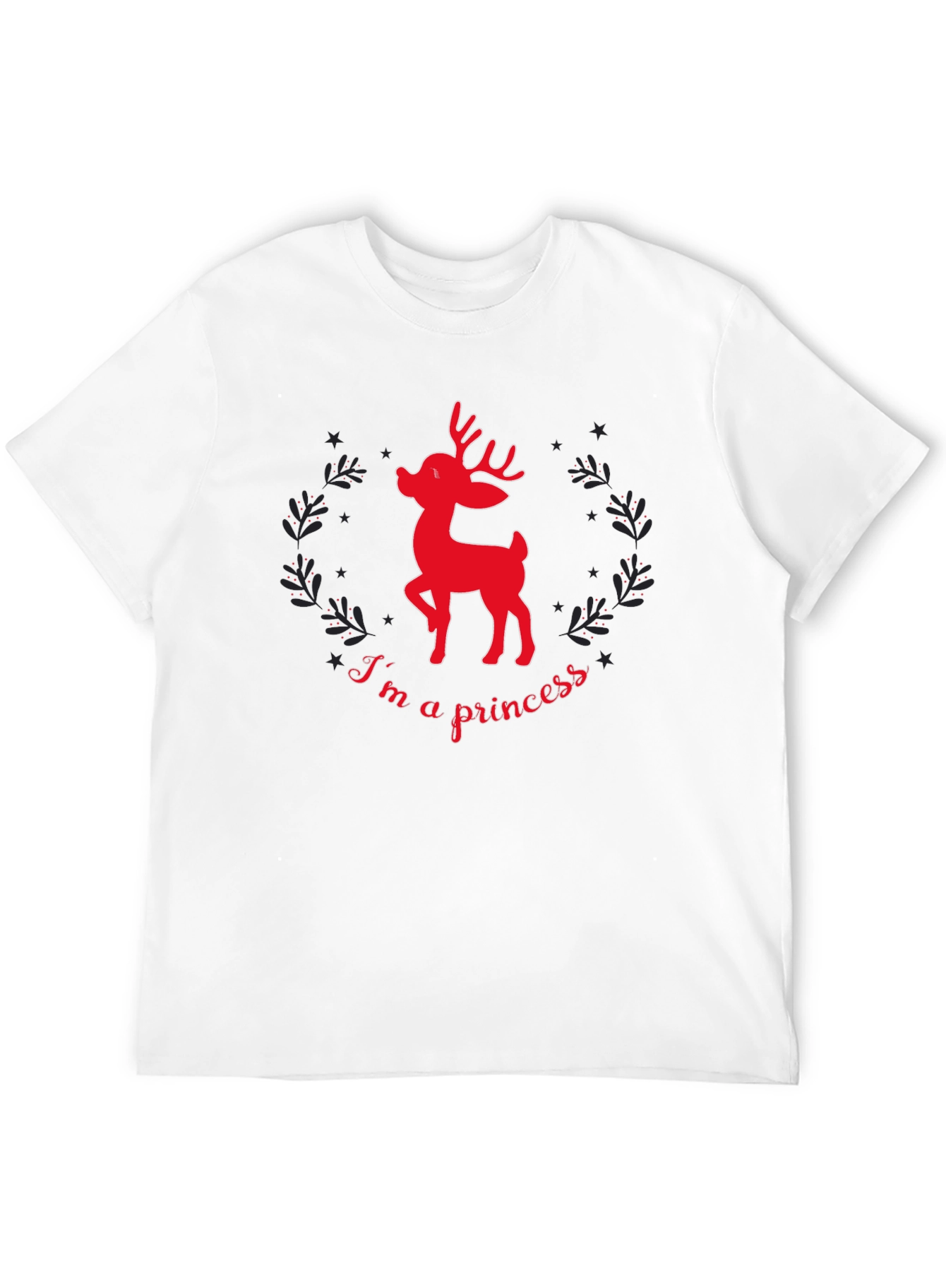 Reindeer Princess Graphic Tee - Black