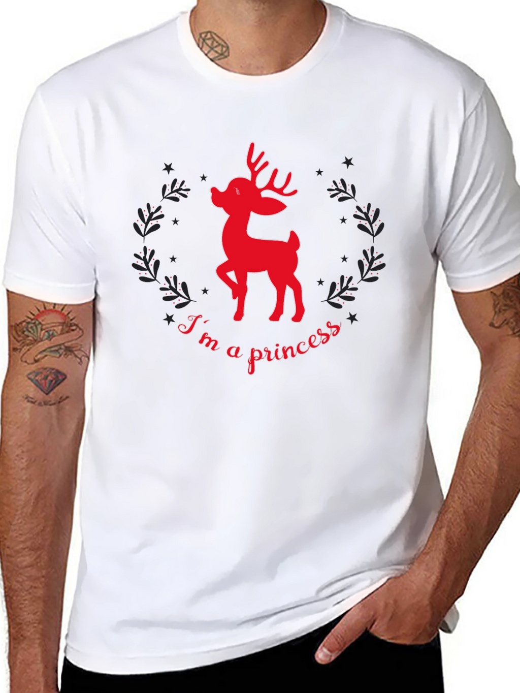 Reindeer Princess Graphic Tee - Black