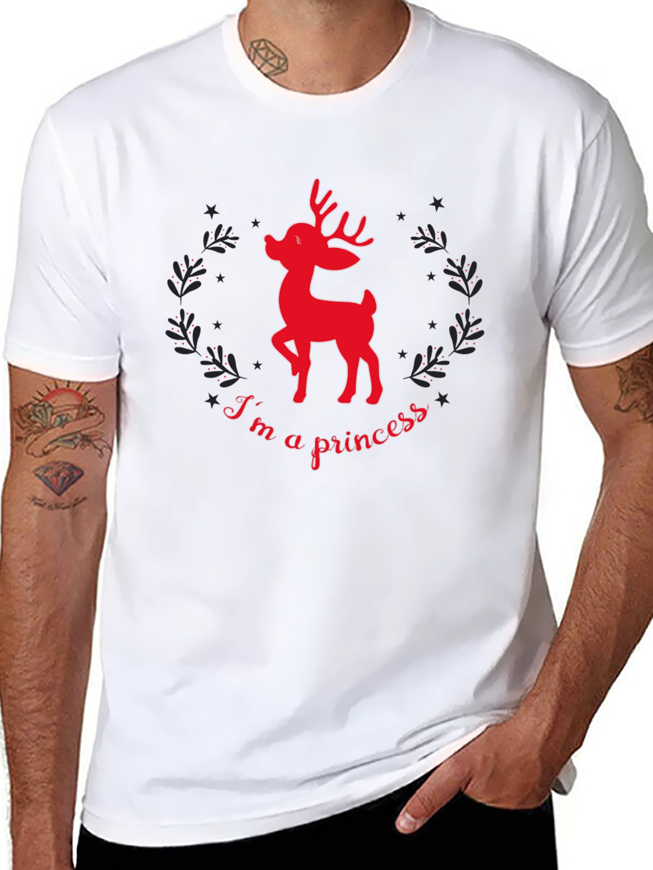 Reindeer Princess Graphic Tee - Black