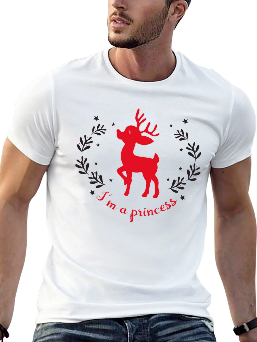 Reindeer Princess Graphic Tee - Black