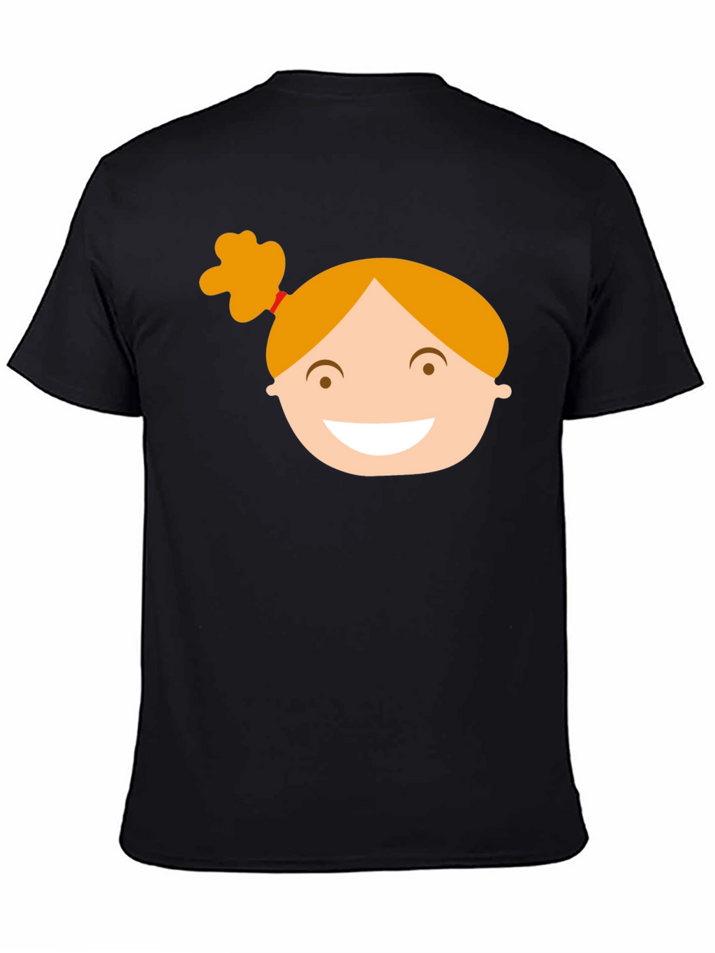 Black Graphic Tee with Girl Cartoon Design