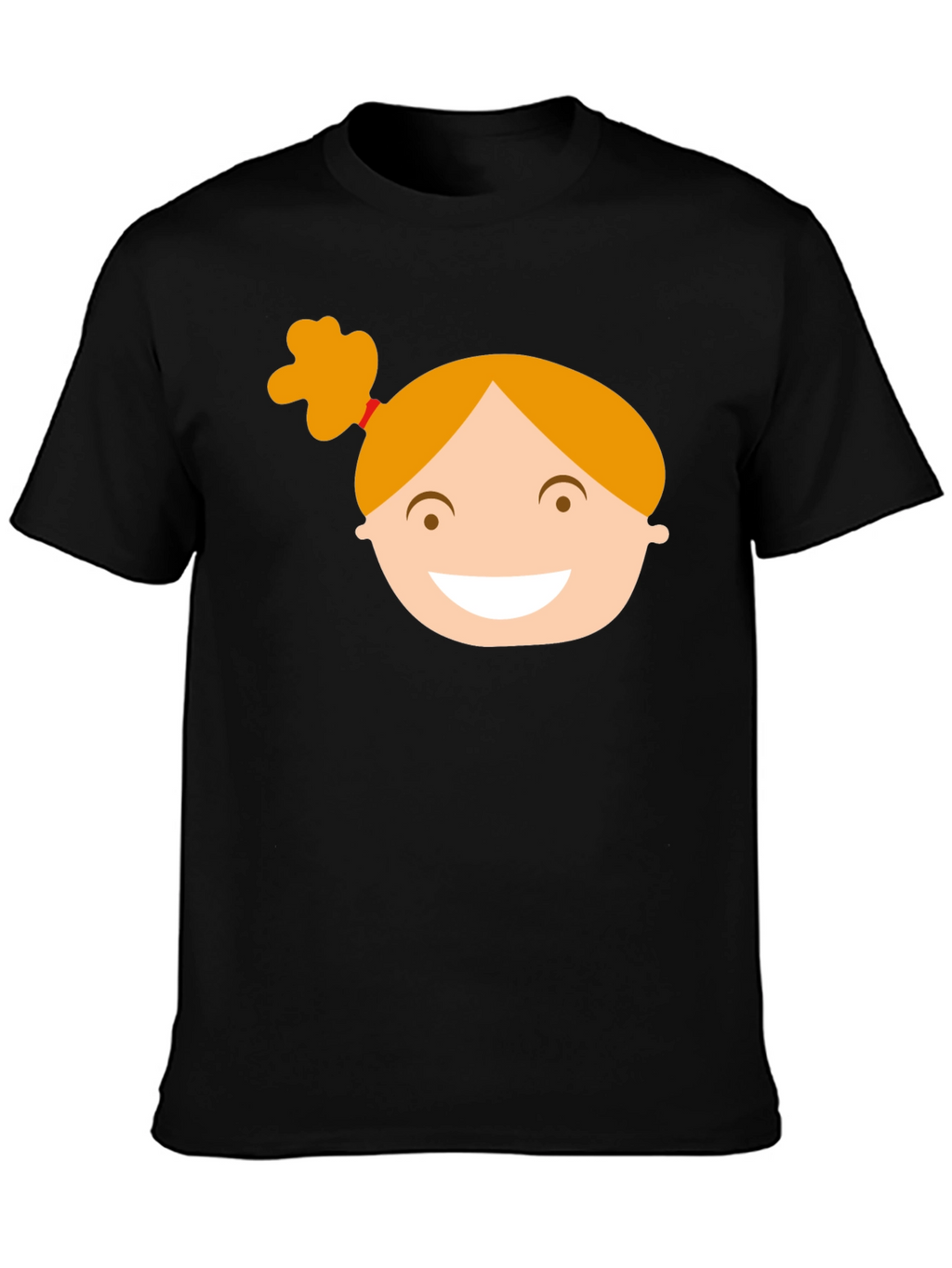 Black Graphic Tee with Girl Cartoon Design
