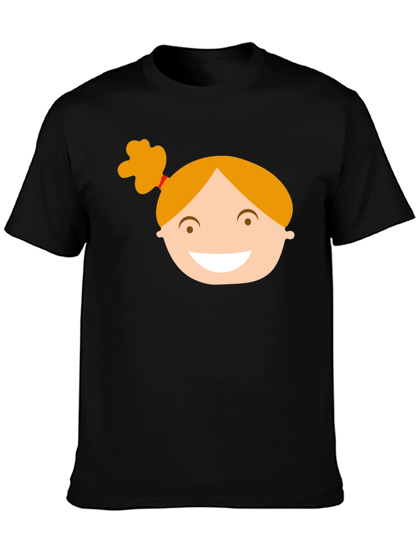 Black Graphic Tee with Girl Cartoon Design
