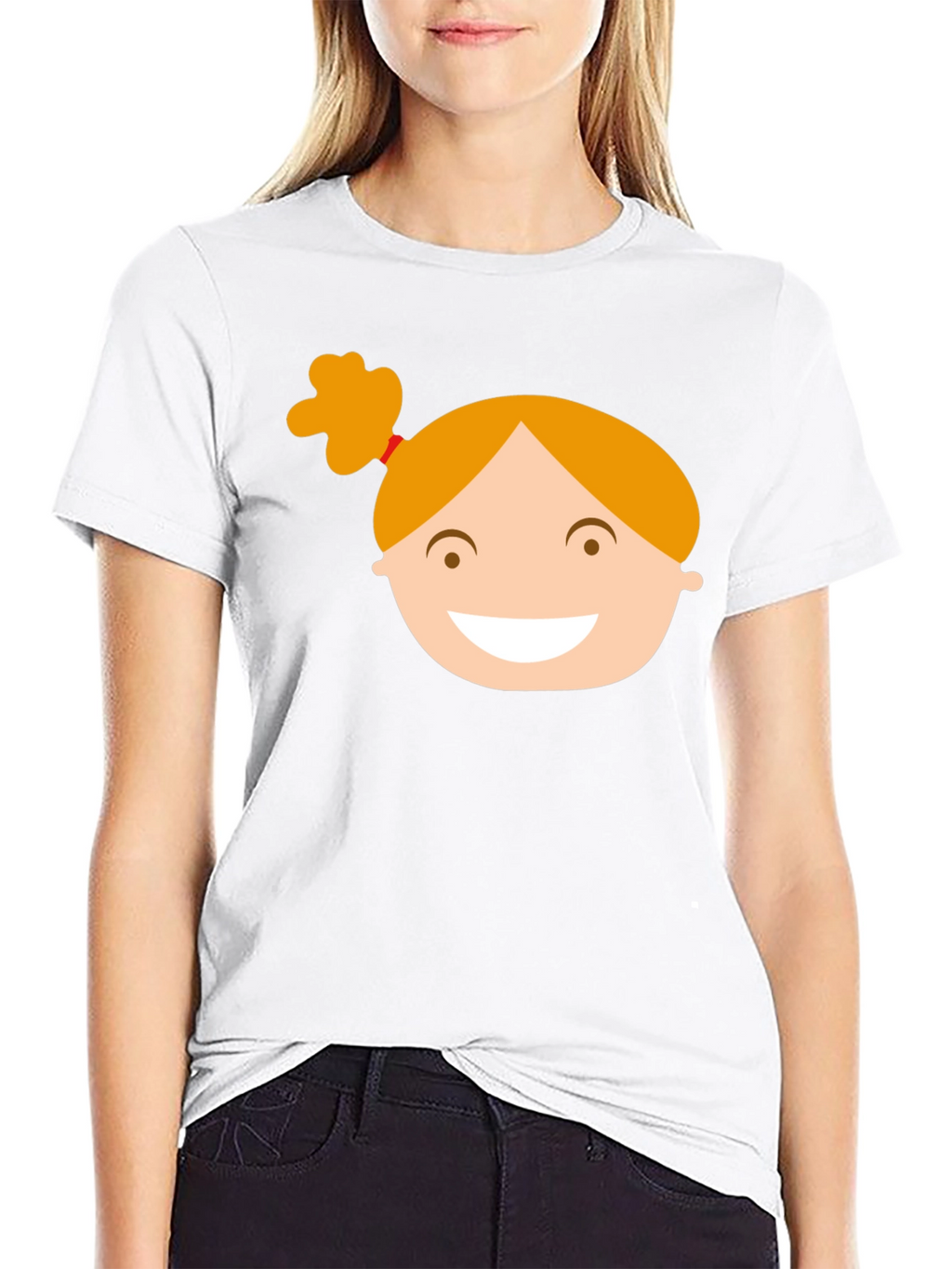 Black Graphic Tee with Girl Cartoon Design